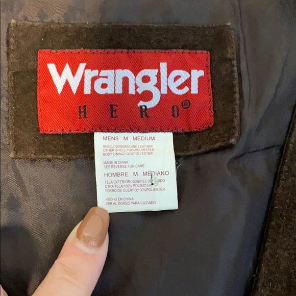 Vintage Wrangler Hero 💯 Genuine Leather Vest - Picture 5 of 6
